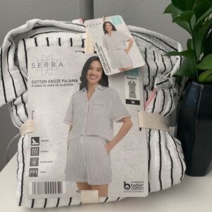 Serra Black and White Striped Pajama Set